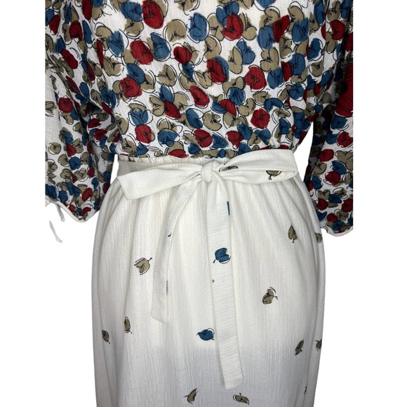 Vintage Sunshine Alley White & Floral Blouson Dress Size 6 - Picture 2 of 7
